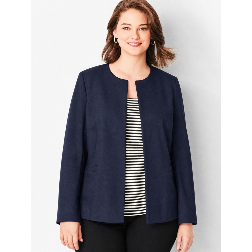 Blair Navy Open Front Blazer Jacket Size 24W Career Office Minimalist